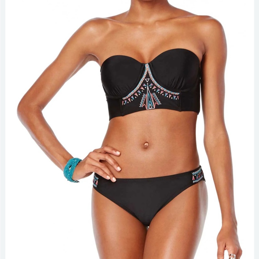 Bikini Nation Black Bikini Top with Embroidered Details